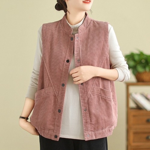 Gilet côtelé femme manches - gilet,